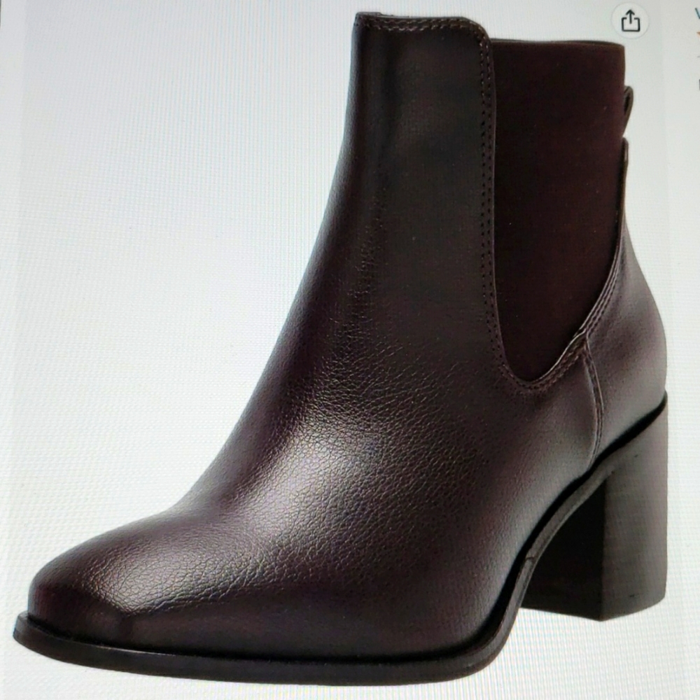 NWT Amazon Essentials Women's Square Block-Heel Chelsea Boot Dk Brown Size 8.5M